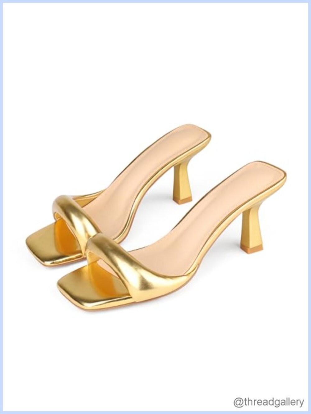 Square Toe Kitten Heel Mules Slide Sandals Slip On Heeled Sandal